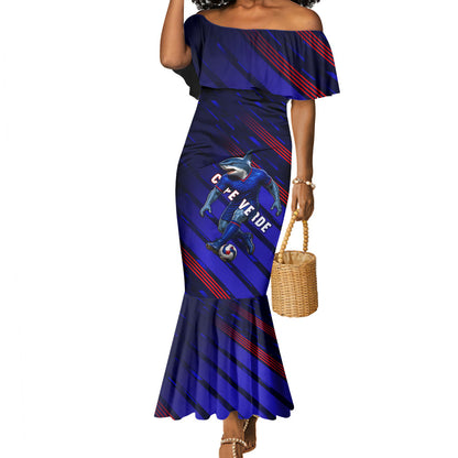 Personalized Cape Verde Soccer Mermaid Dress Shark Mascot Football Player Striped Pattern