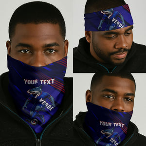 Personalized Cape Verde Soccer Neck Gaiter Shark Mascot Football Player Striped Pattern