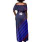 Personalized Cape Verde Soccer Off Shoulder Maxi Dress Shark Mascot Football Player Striped Pattern