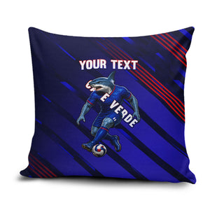 Personalized Cape Verde Soccer Pillow Cover Shark Mascot Football Player Striped Pattern