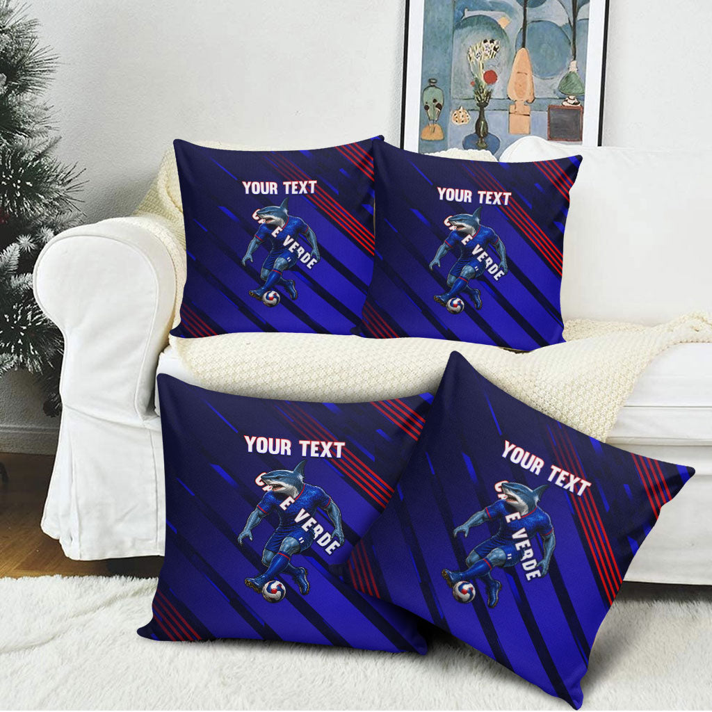Personalized Cape Verde Soccer Pillow Cover Shark Mascot Football Player Striped Pattern