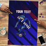 Personalized Cape Verde Soccer Puzzle Shark Mascot Football Player Striped Pattern