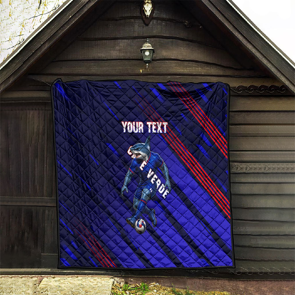 Personalized Cape Verde Soccer Quilt Shark Mascot Football Player Striped Pattern