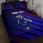 Personalized Cape Verde Soccer Quilt Bed Set Shark Mascot Football Player Striped Pattern