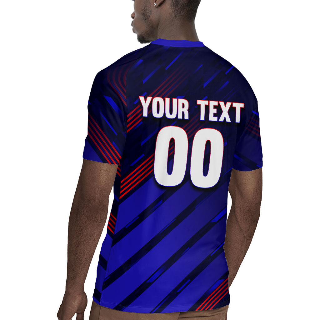Personalized Cape Verde Soccer Rugby Jersey Shark Mascot Football Player Striped Pattern