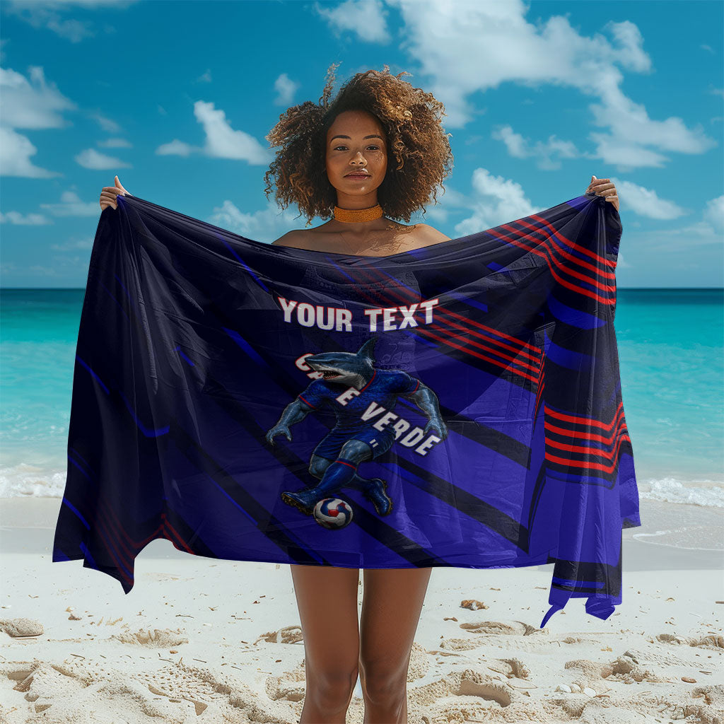 Personalized Cape Verde Soccer Sarong Shark Mascot Football Player Striped Pattern
