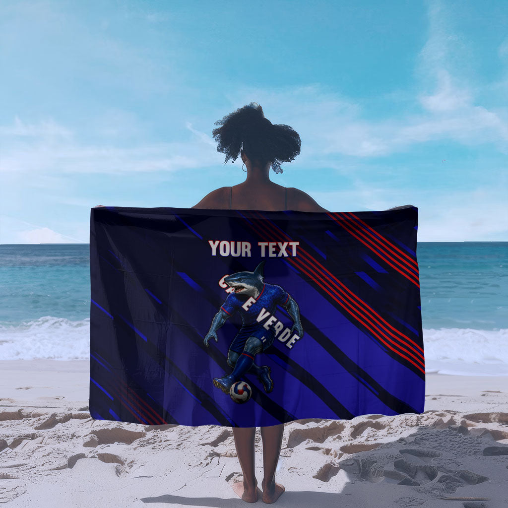 Personalized Cape Verde Soccer Sarong Shark Mascot Football Player Striped Pattern