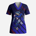 Personalized Cape Verde Soccer Scrub Top Shark Mascot Football Player Striped Pattern