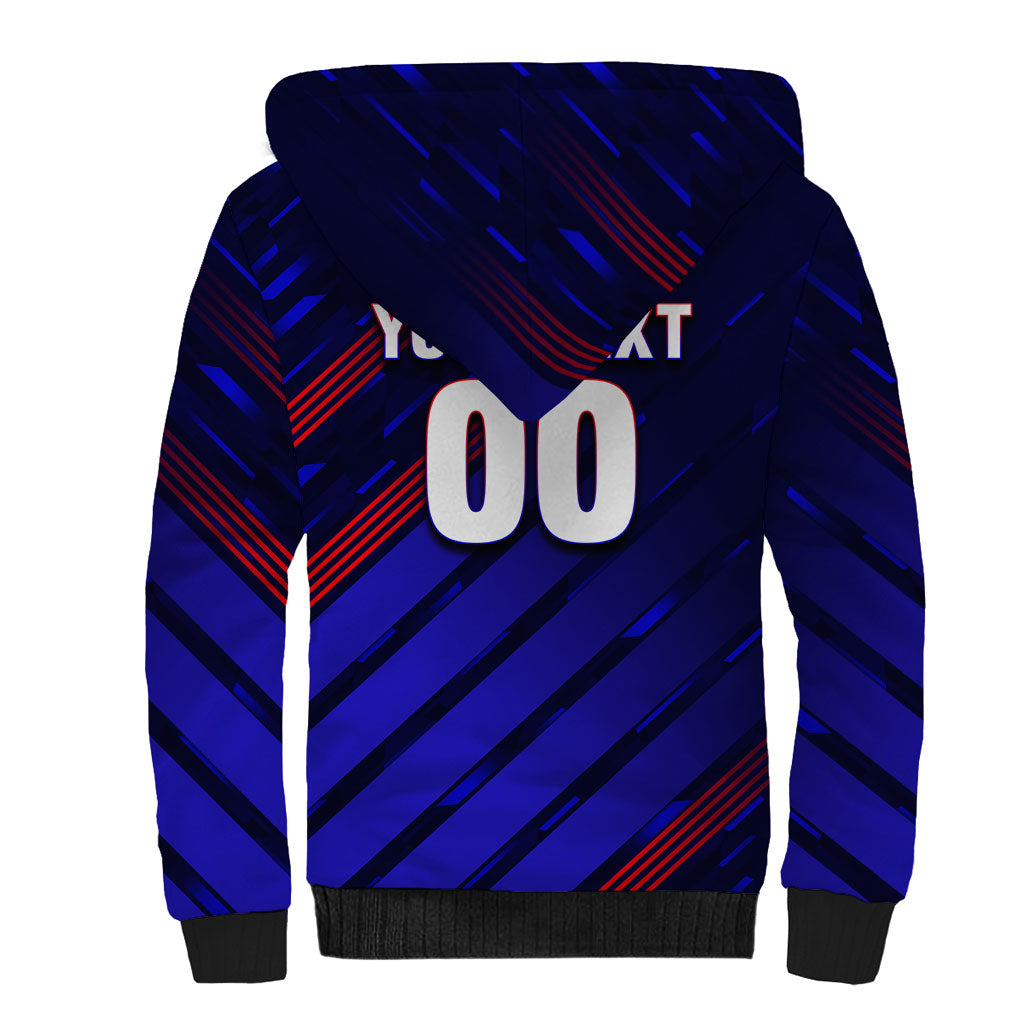 Personalized Cape Verde Soccer Sherpa Hoodie Shark Mascot Football Player Striped Pattern