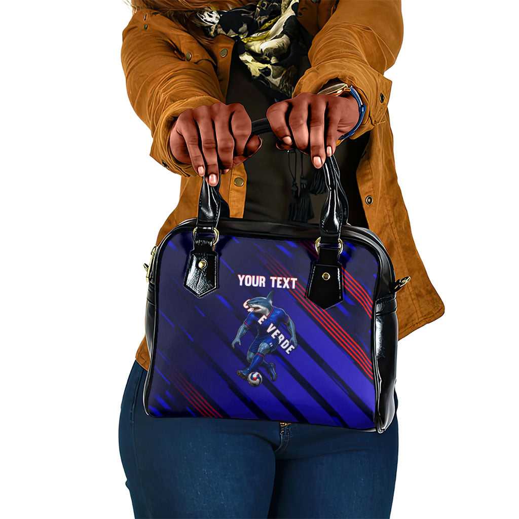 Personalized Cape Verde Soccer Shoulder Handbag Shark Mascot Football Player Striped Pattern