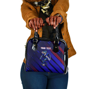 Personalized Cape Verde Soccer Shoulder Handbag Shark Mascot Football Player Striped Pattern