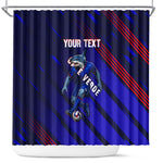 Personalized Cape Verde Soccer Shower Curtain Shark Mascot Football Player Striped Pattern