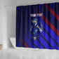 Personalized Cape Verde Soccer Shower Curtain Shark Mascot Football Player Striped Pattern