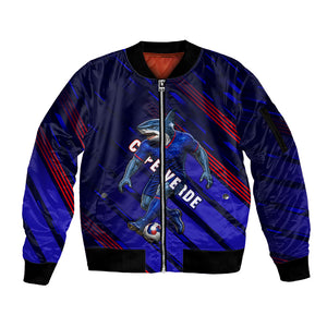 Personalized Cape Verde Soccer Sleeve Zip Bomber Jacket Shark Mascot Football Player Striped Pattern