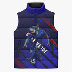 Personalized Cape Verde Soccer Sleeveless Puffer Jacket Shark Mascot Football Player Striped Pattern