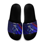 Personalized Cape Verde Soccer Slide Sandals Shark Mascot Football Player Striped Pattern