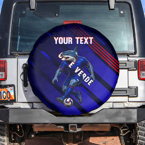 Personalized Cape Verde Soccer Spare Tire Cover Shark Mascot Football Player Striped Pattern