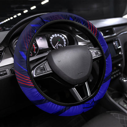 Cape Verde Soccer Steering Wheel Cover Shark Mascot Football Player Striped Pattern