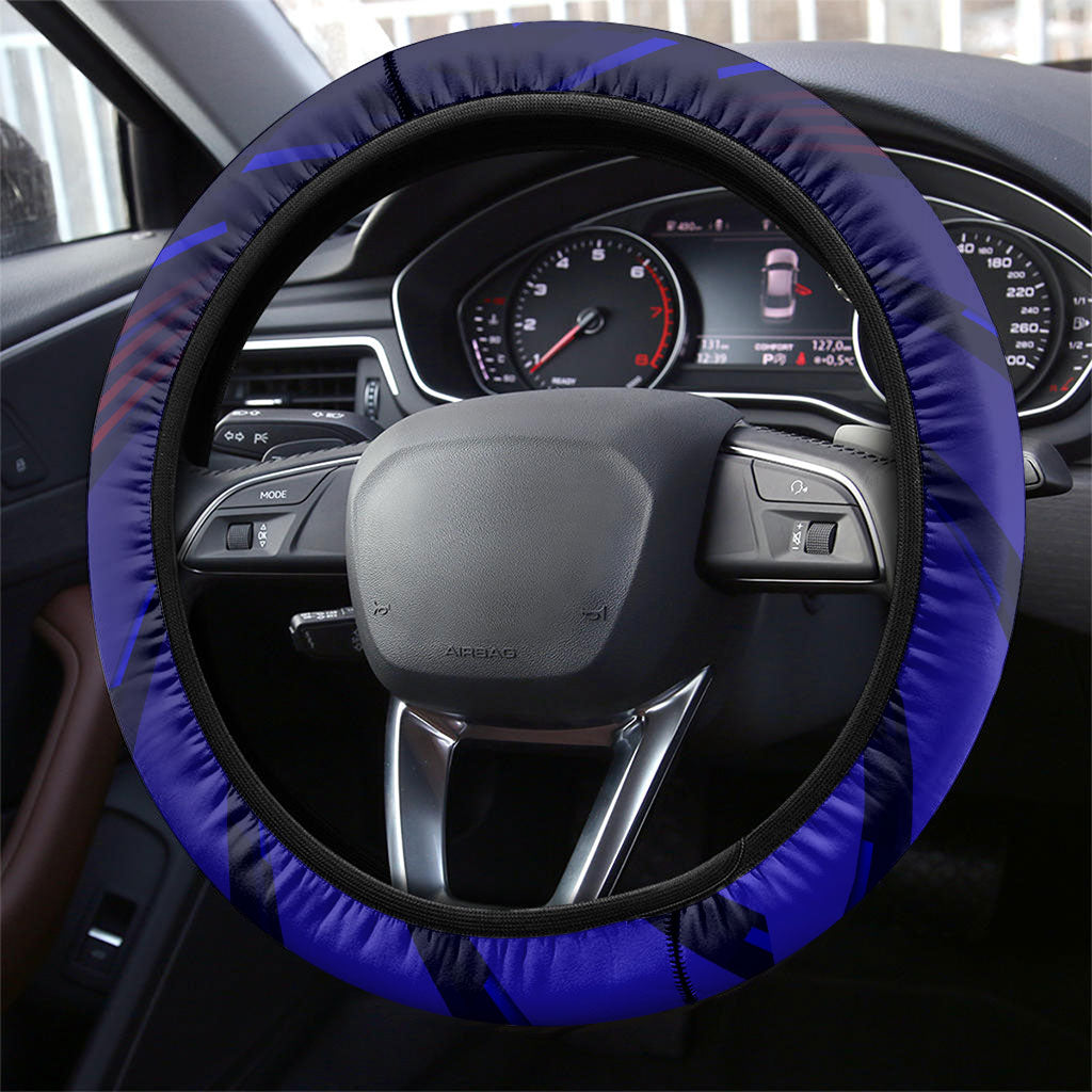 Cape Verde Soccer Steering Wheel Cover Shark Mascot Football Player Striped Pattern