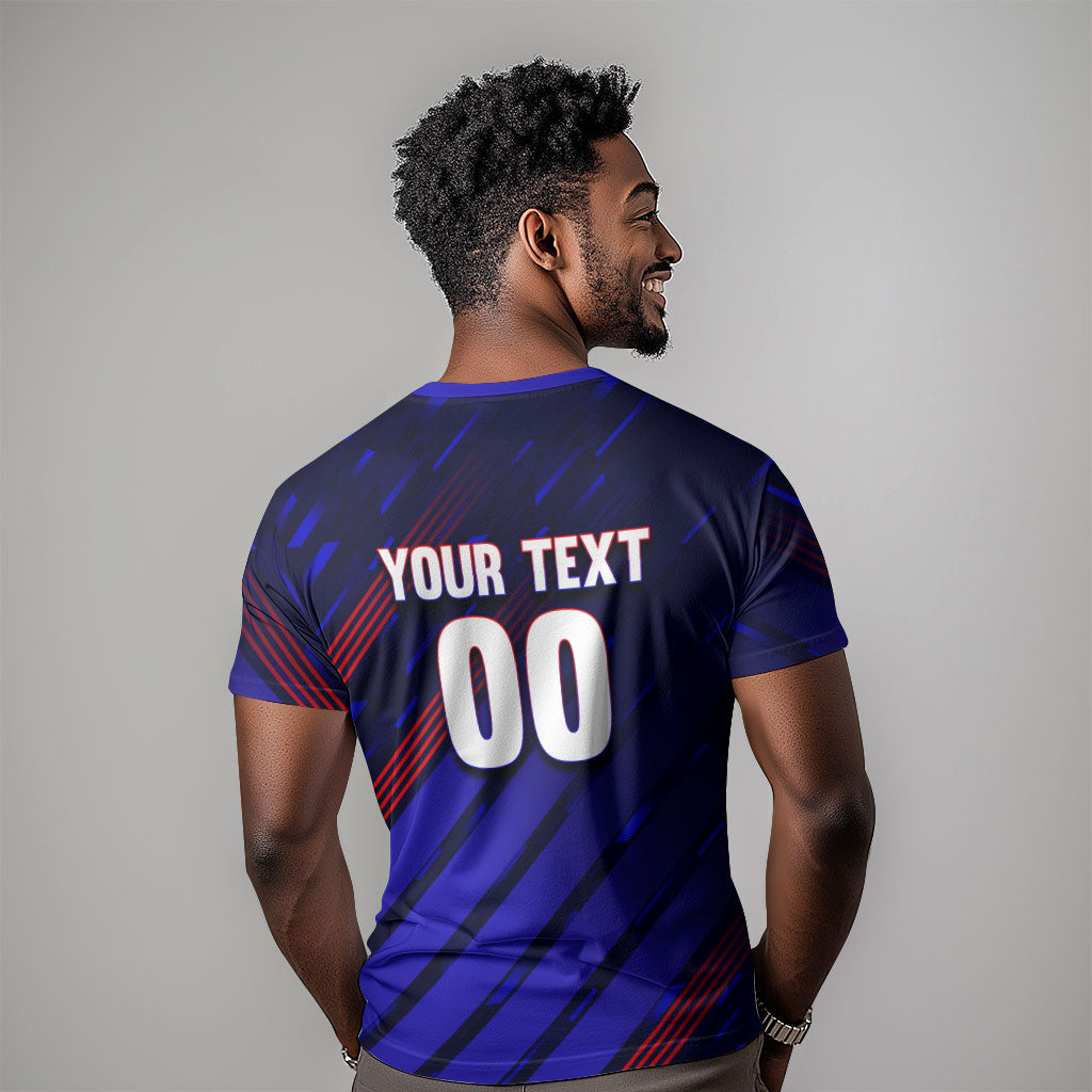 Personalized Cape Verde Soccer T shirt Shark Mascot Football Player Striped Pattern