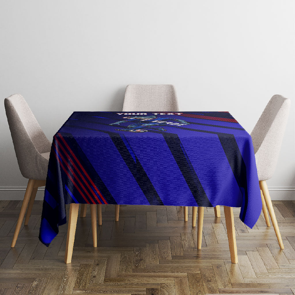 Personalized Cape Verde Soccer Tablecloth Shark Mascot Football Player Striped Pattern