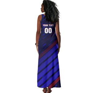 Personalized Cape Verde Soccer Tank Maxi Dress Shark Mascot Football Player Striped Pattern