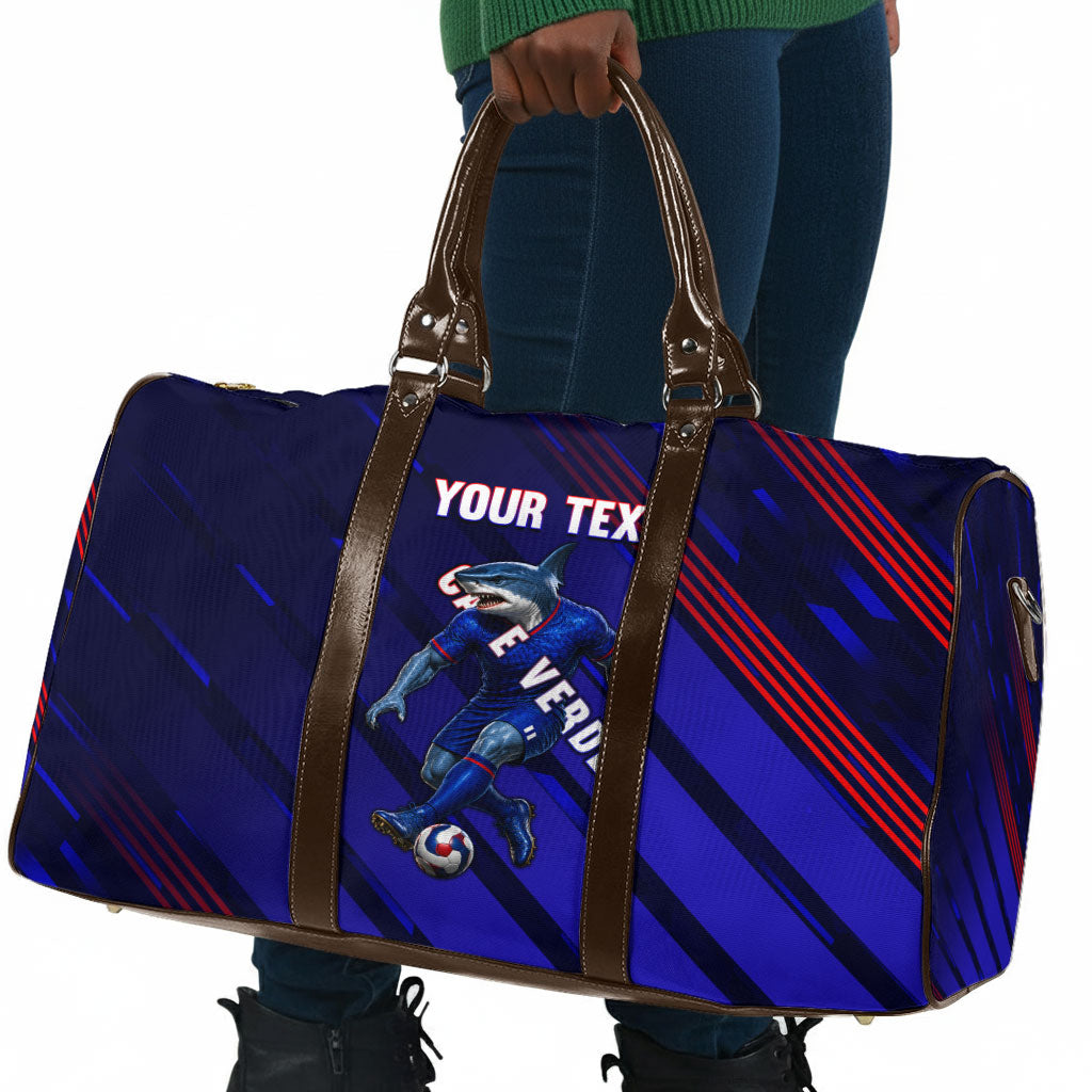 Personalized Cape Verde Soccer Travel Bag Shark Mascot Football Player Striped Pattern