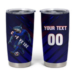 Personalized Cape Verde Soccer Tumbler Cup Shark Mascot Football Player Striped Pattern