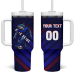 Personalized Cape Verde Soccer Tumbler With Handle Shark Mascot Football Player Striped Pattern