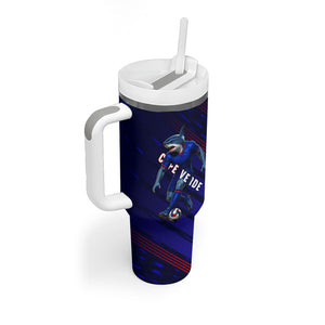 Personalized Cape Verde Soccer Tumbler With Handle Shark Mascot Football Player Striped Pattern