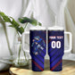 Personalized Cape Verde Soccer Tumbler With Handle Shark Mascot Football Player Striped Pattern