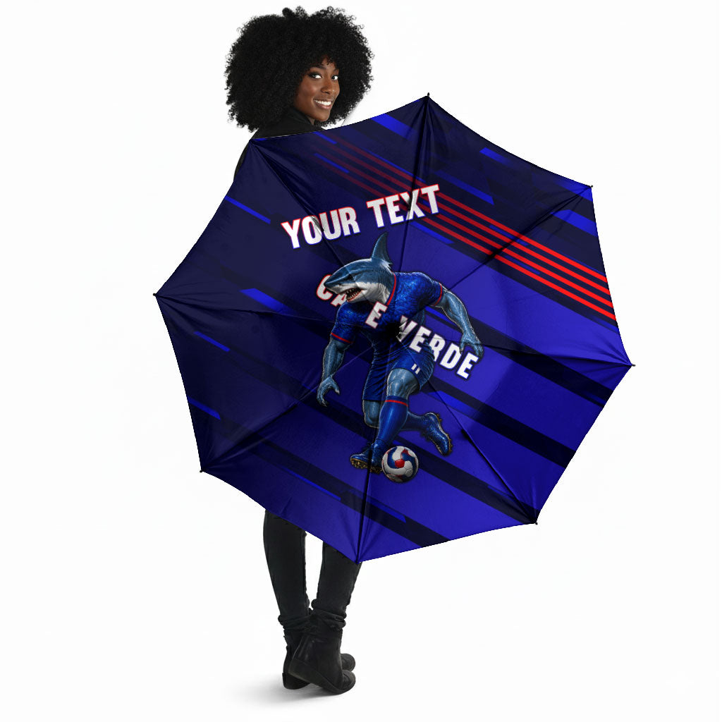 Personalized Cape Verde Soccer Umbrella Shark Mascot Football Player Striped Pattern