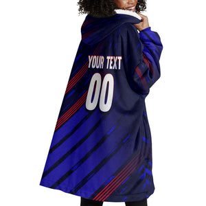 Personalized Cape Verde Soccer Wearable Blanket Hoodie Shark Mascot Football Player Striped Pattern