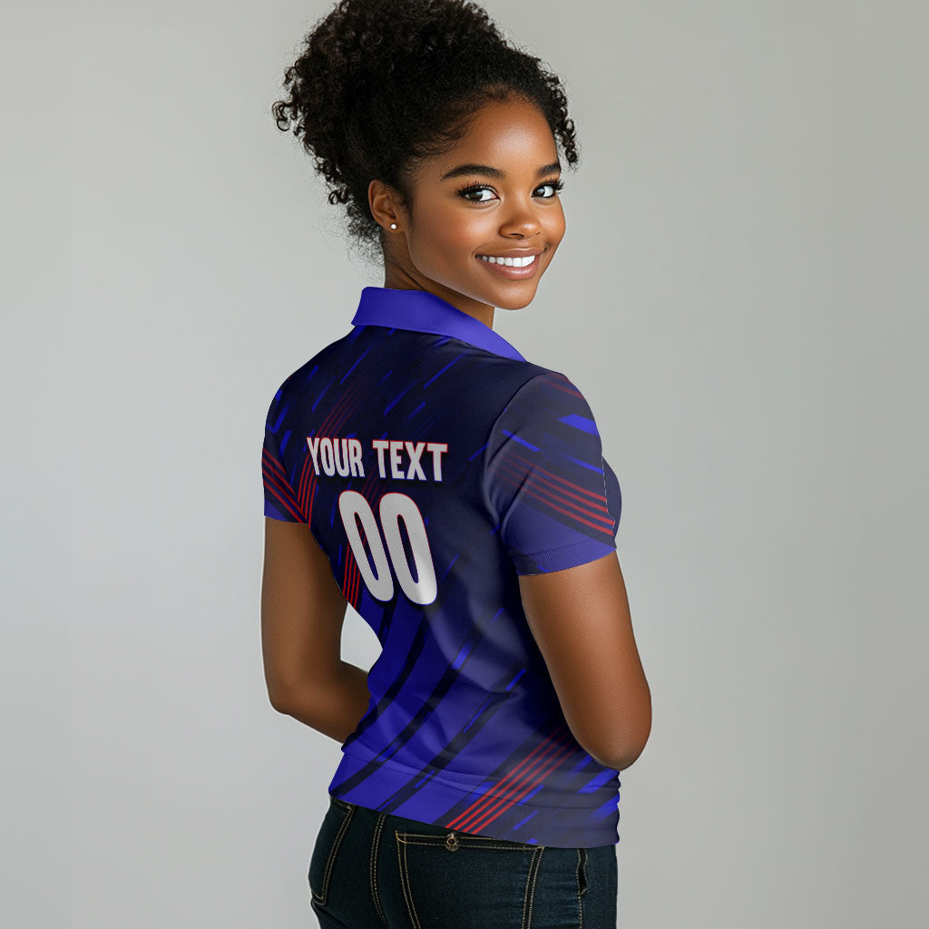 Personalized Cape Verde Soccer Women Polo Shirt Shark Mascot Football Player Striped Pattern