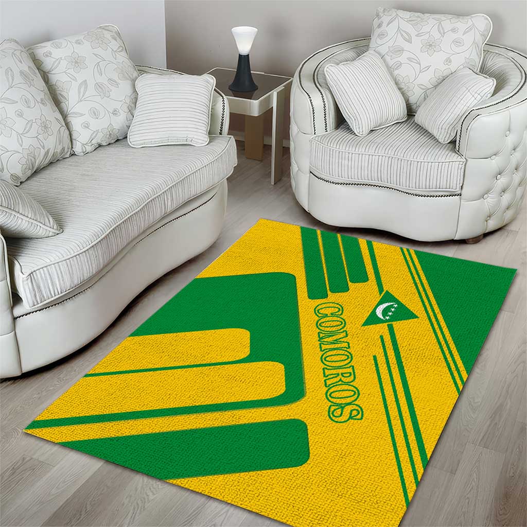Comoros Flag Area Rug - Green and Yellow Design and National Emblem
