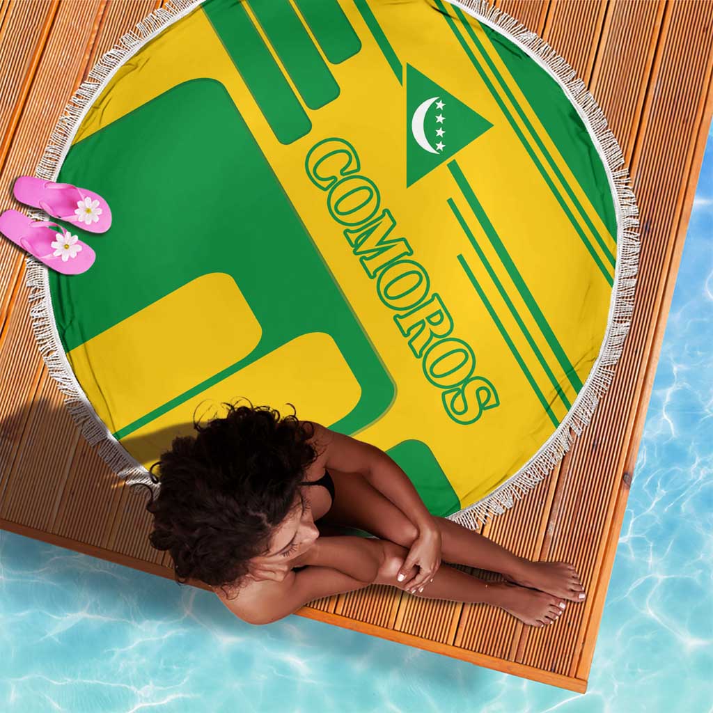 Comoros Flag Beach Blanket - Green and Yellow Design and National Emblem