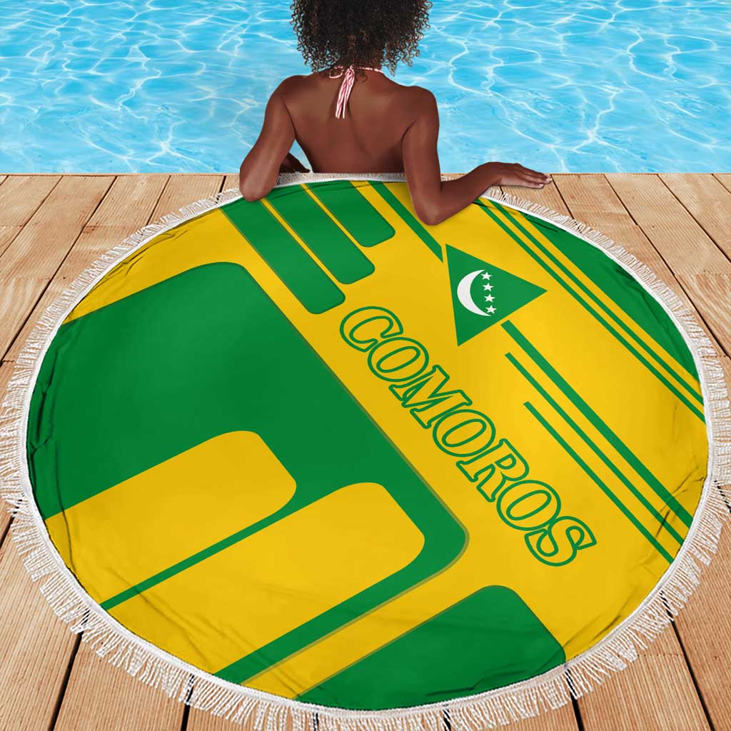 Comoros Flag Beach Blanket - Green and Yellow Design and National Emblem