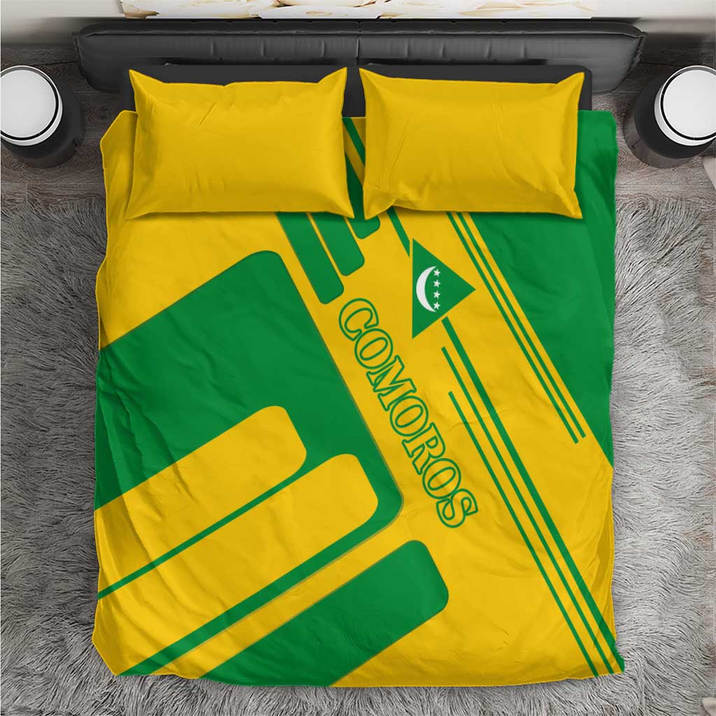 Comoros Flag Bedding Set - Green and Yellow Design and National Emblem