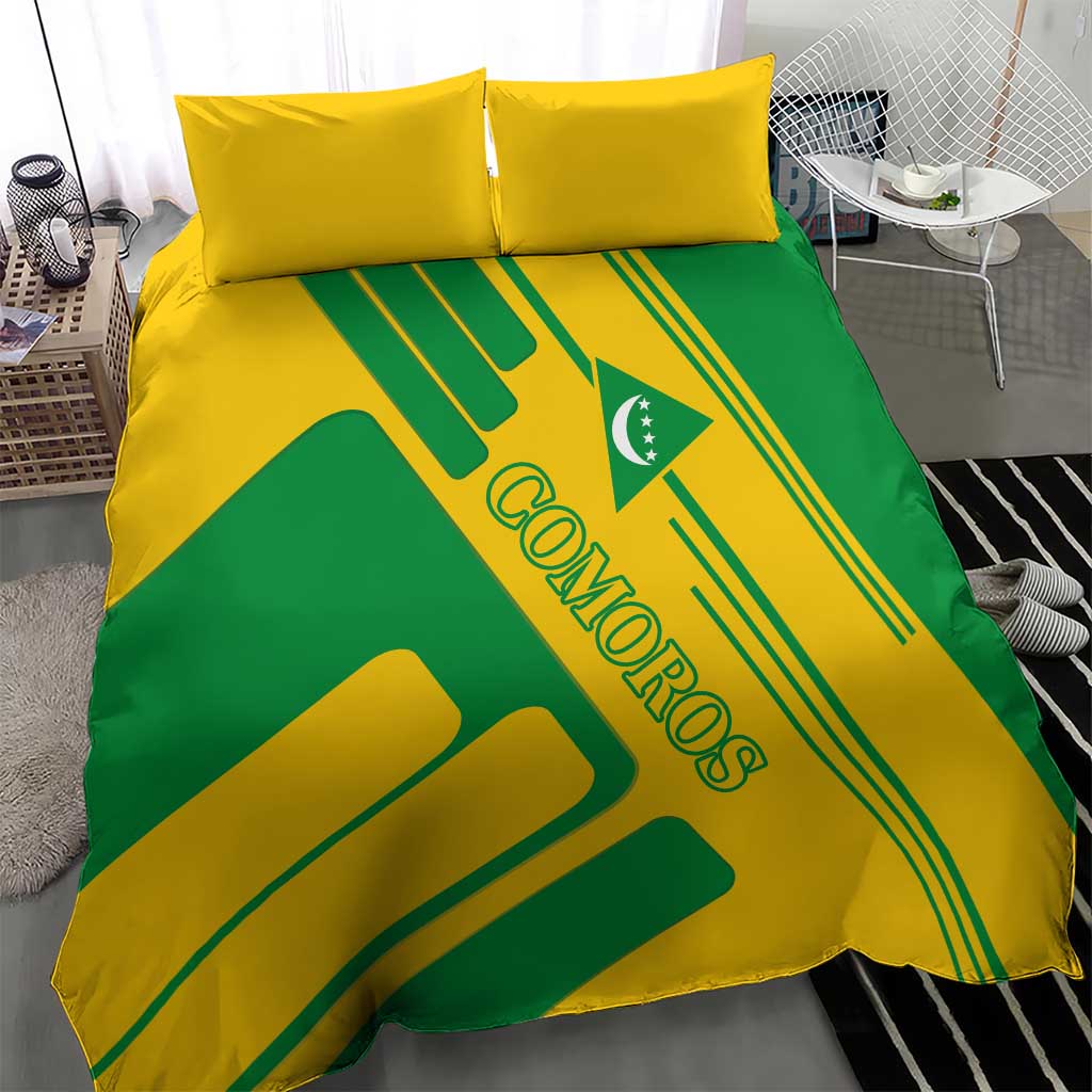 Comoros Flag Bedding Set - Green and Yellow Design and National Emblem