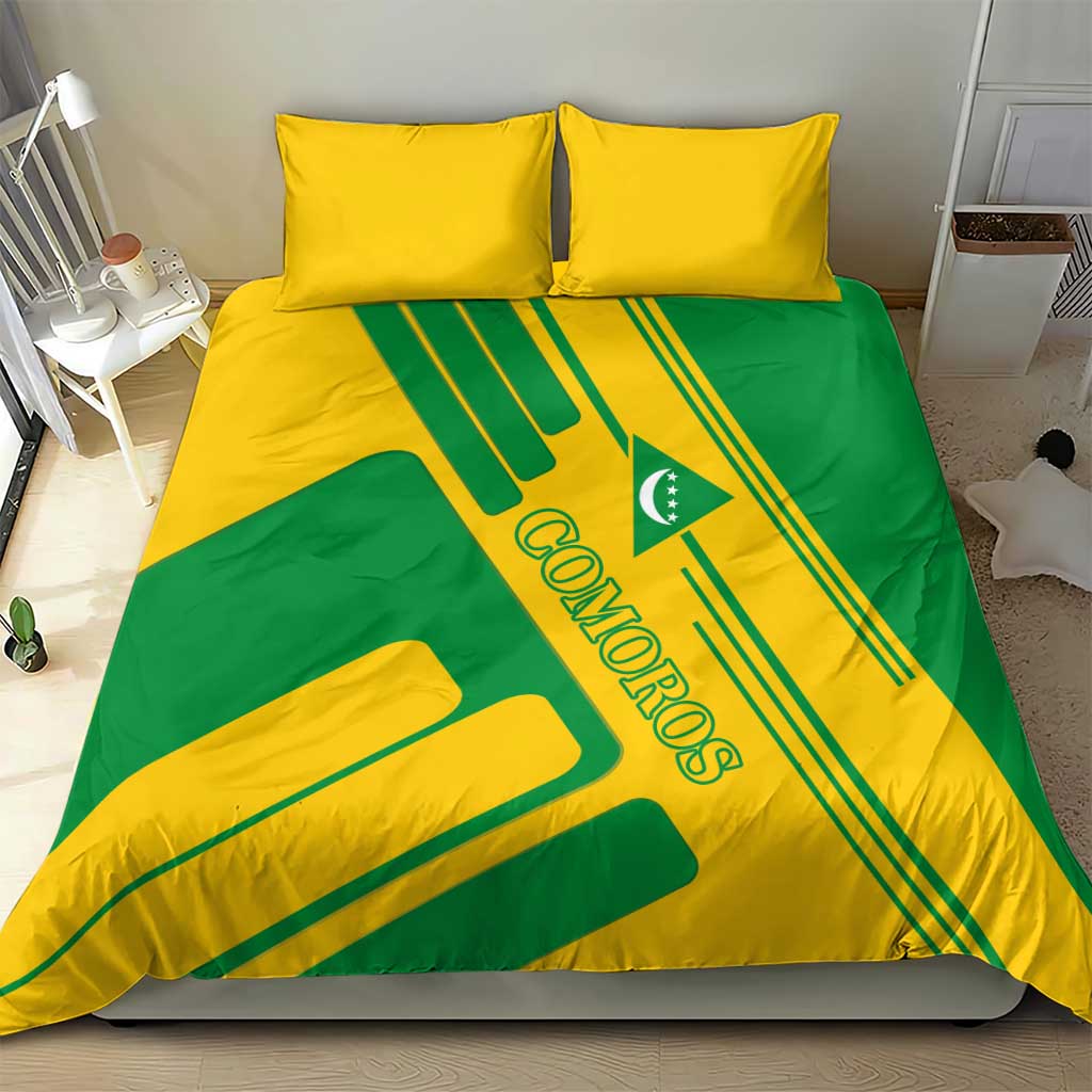 Comoros Flag Bedding Set - Green and Yellow Design and National Emblem