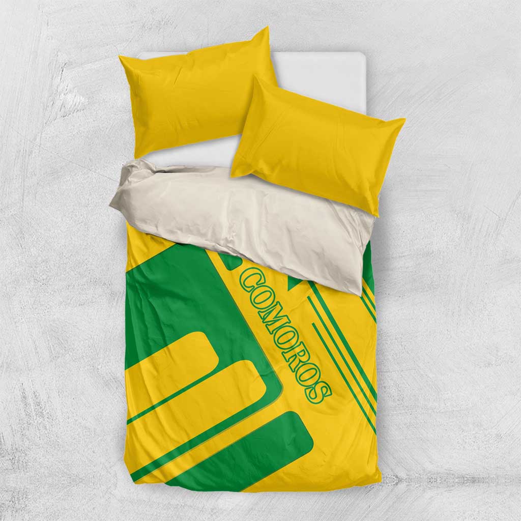 Comoros Flag Bedding Set - Green and Yellow Design and National Emblem