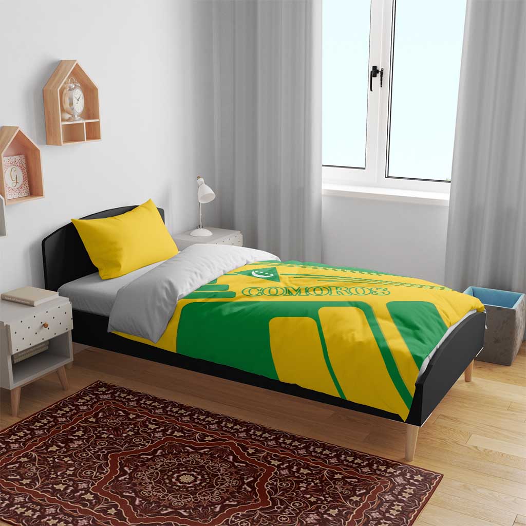 Comoros Flag Bedding Set - Green and Yellow Design and National Emblem