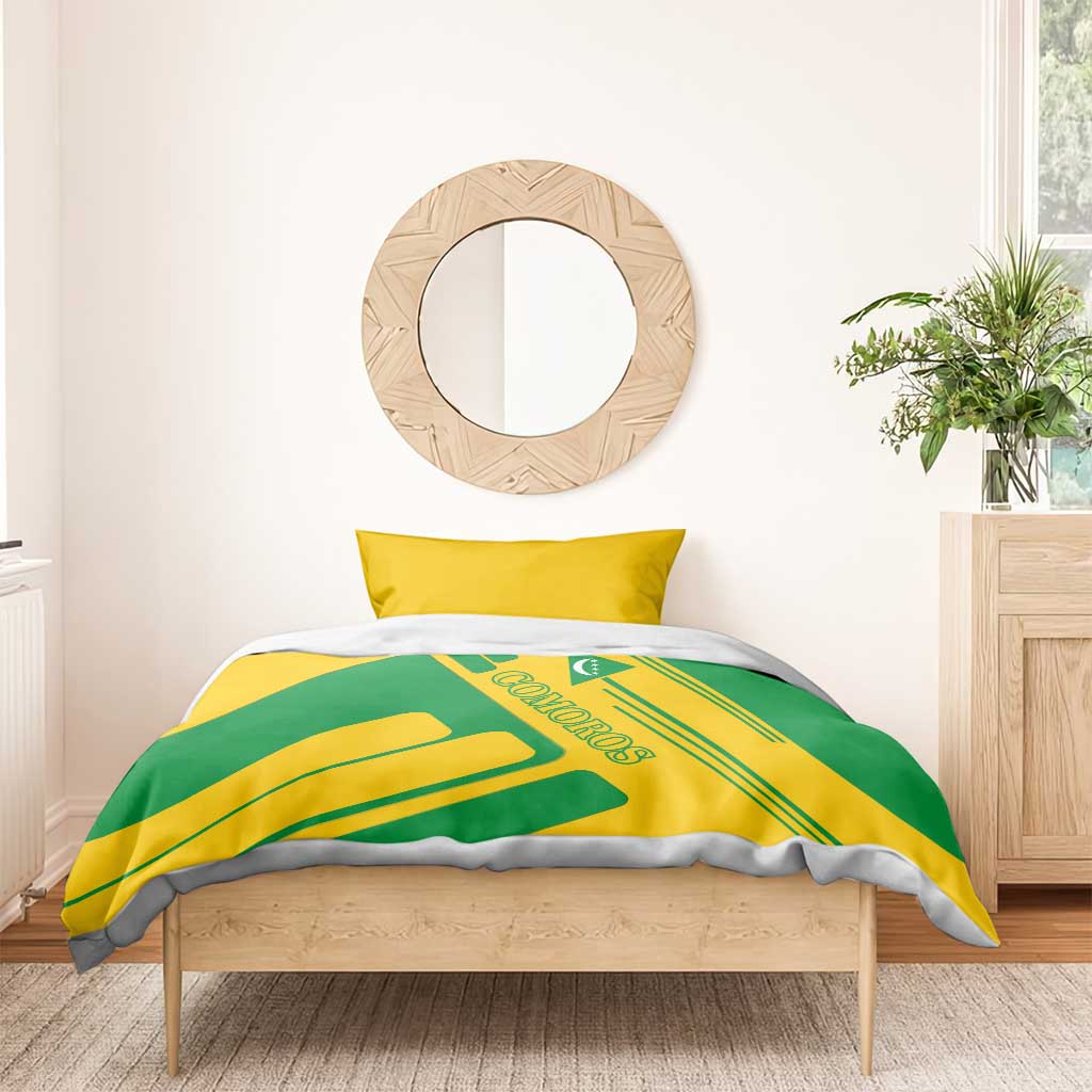 Comoros Flag Bedding Set - Green and Yellow Design and National Emblem