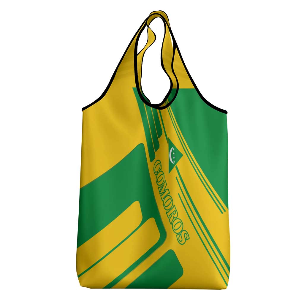 Comoros Flag Grocery Bag - Green and Yellow Design and National Emblem