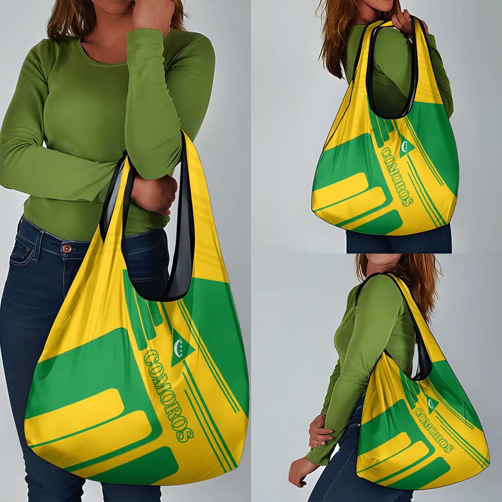 Comoros Flag Grocery Bag - Green and Yellow Design and National Emblem
