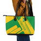 Comoros Flag Leather Tote Bag - Green and Yellow Design and National Emblem