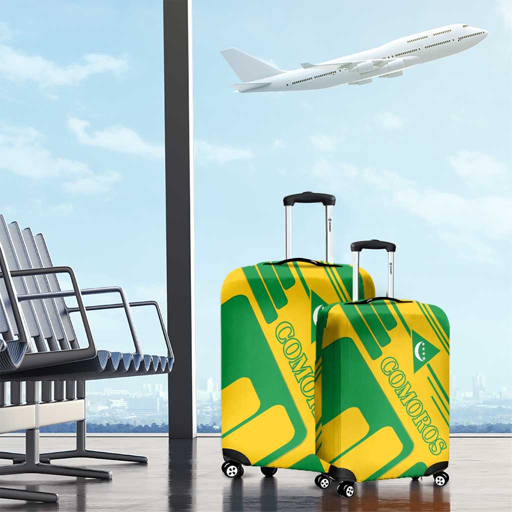 Comoros Flag Luggage Cover - Green and Yellow Design and National Emblem