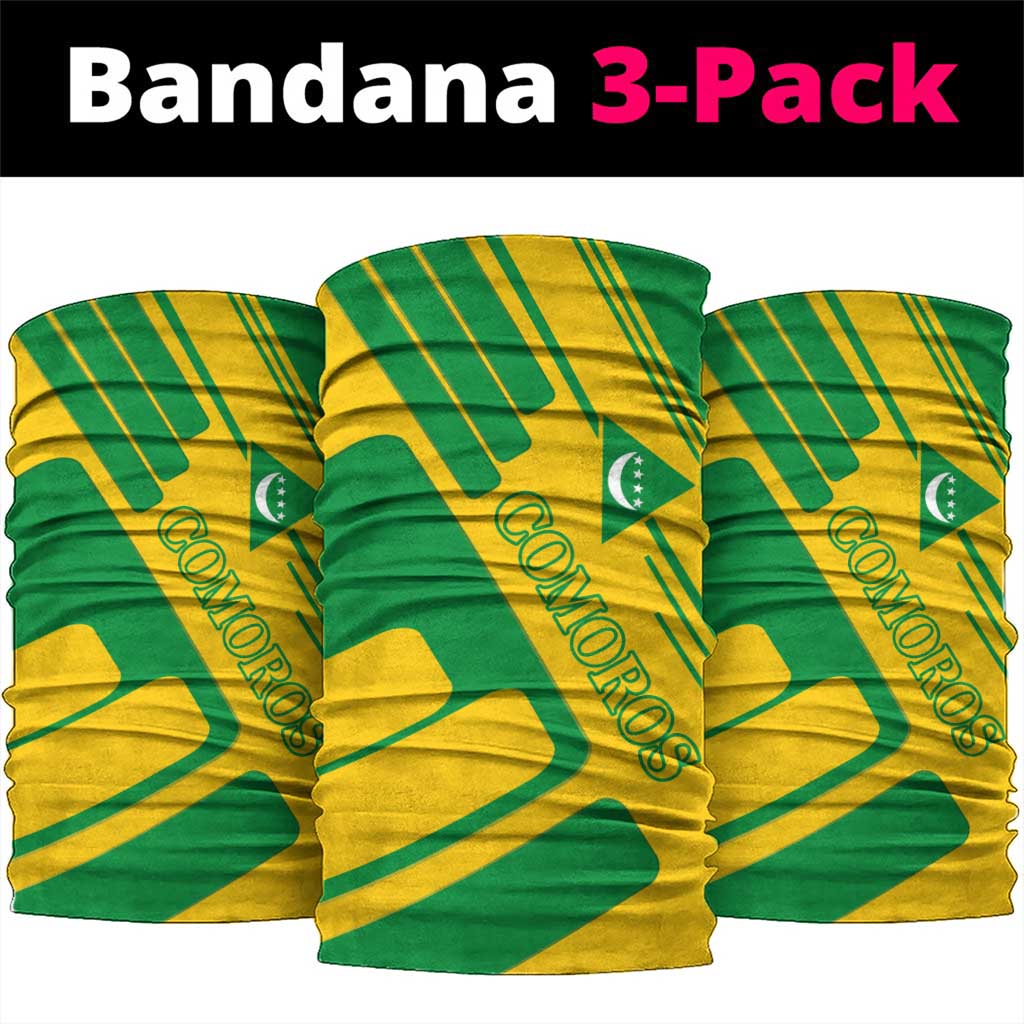 Comoros Flag Neck Gaiter - Green and Yellow Design and National Emblem TS04