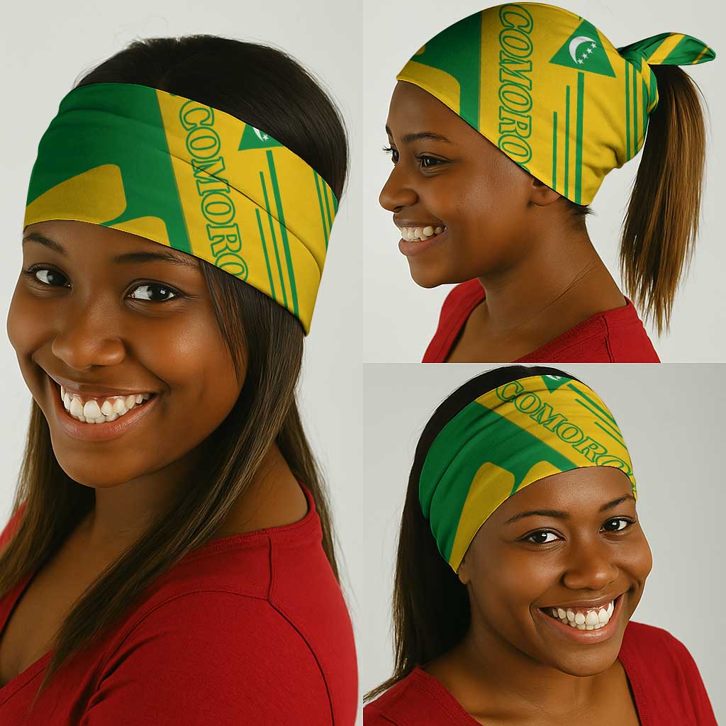 Comoros Flag Neck Gaiter - Green and Yellow Design and National Emblem TS04