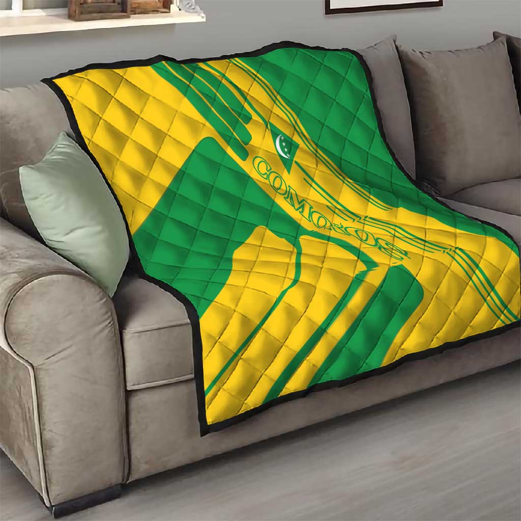Comoros Flag Quilt - Green and Yellow Design and National Emblem